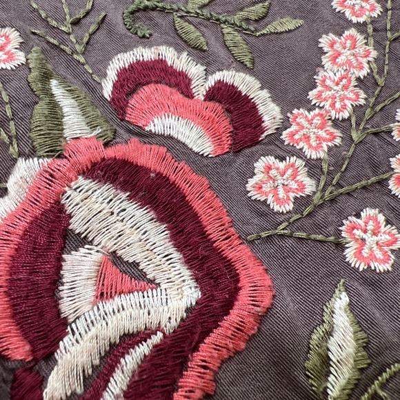 REBA Woman Embroidered Fall Flowers Peasant Brown Blouse 3/4 Sleeves XL - Picture 5 of 9